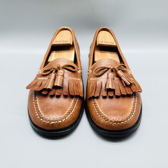 Cole Haan Shoes Mens 11.5 Brown Leather Tassel Kiltie Loafers Moc Slip On Dress - Picture 3 of 13